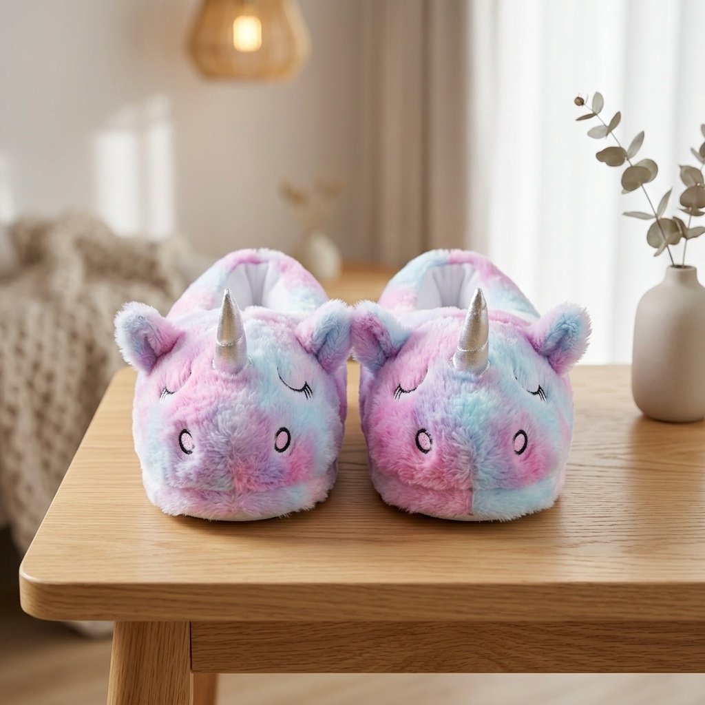 Pastel Unicorn Peluş Ev Terliği