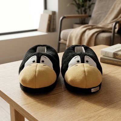 Siyah-Beyaz Penguen Ev Terliği