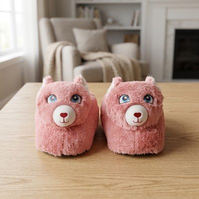 Pembe Kedi Peluş Ev Terliği 2