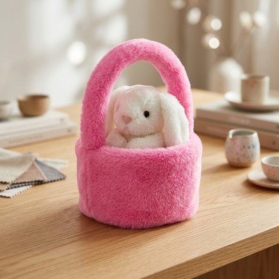 Sepet Çantalı Tavşan Peluş