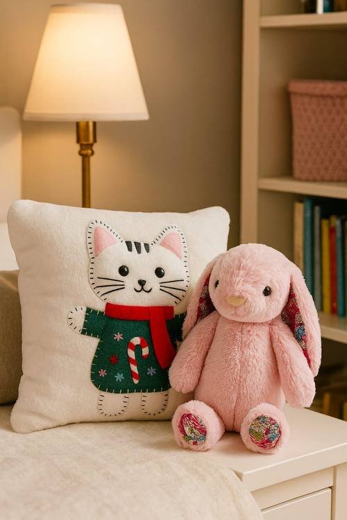 Kedi Desenli Yastık Peluş