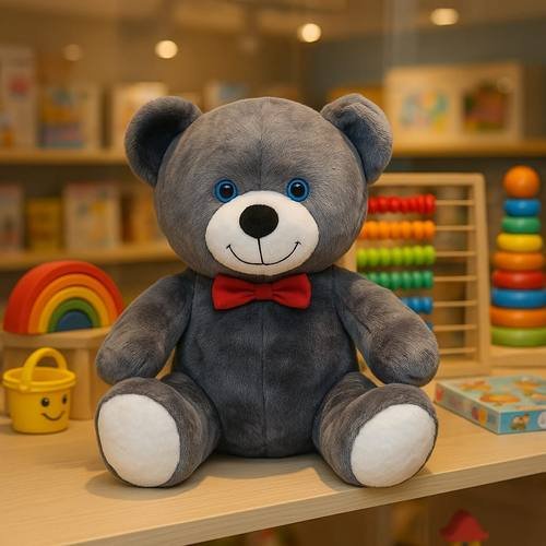 Papyonlu Gri Ayıcık Peluş